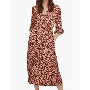 SCOTCH AND SODA Animal Print Elbow Sleeve Midi Dress